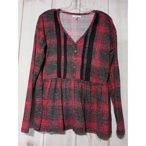 Maurice Blouse Ladies Medium Lace Buffalo Plaid‎